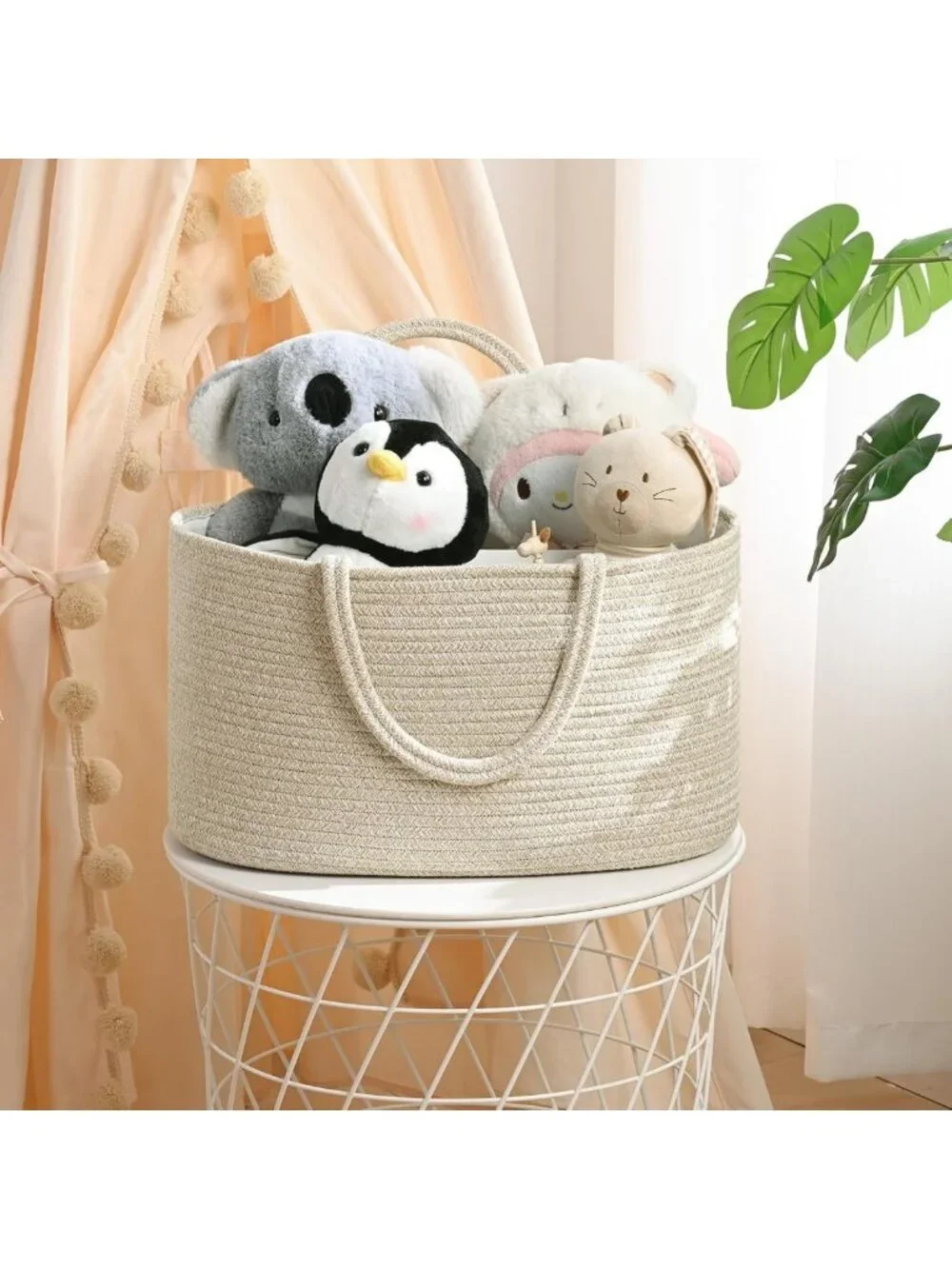 Stylish Baby Diaper Caddy Organizer - Cotton Rope Storage Basket for Nursery